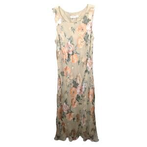 Vintage 90's Y2k Casual Corner Silk Blend Floral Midi Dress Sheer Overlay NWT 8
